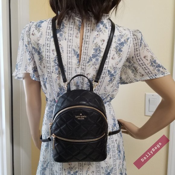 BLACK MINI CONVERTIBLE BACKPACK KATE SPADE BAG - Picture 11 of 15